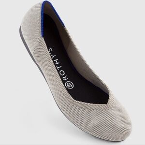 Rothy's Light Gray Loafers with Vibrant Blue Accent